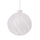 Set 4 Palline Decorative per Albero di Natale con Glitter Ø10 cm Bianco/Glitter