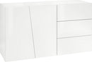 Credenza 2 Ante + 3 Cassetti 140x43x86 cm Vega Bianco Lucido