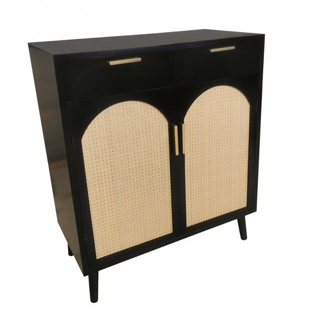 Credenza 2 Ante 2 Cassetti 80x40x92 cm Josine in Legno Nero