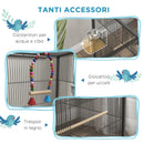 Voliera Gabbia per Uccelli 48x46x74 cm in Acciaio con Ruote Grigio