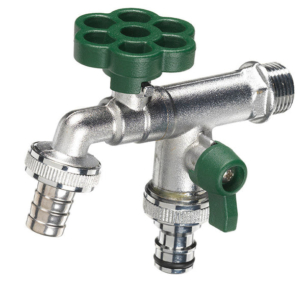 prezzo Rubinetto a Sfera Doppio per Fontana da Giardino con Fiore e Leva Colorate Belfer RUB/030 Verde