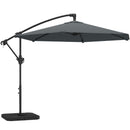 Ombrellone a Sbalzo 302x295x242 cm con Base a Croce in Metallo e Poliestere Grigio Scuro      