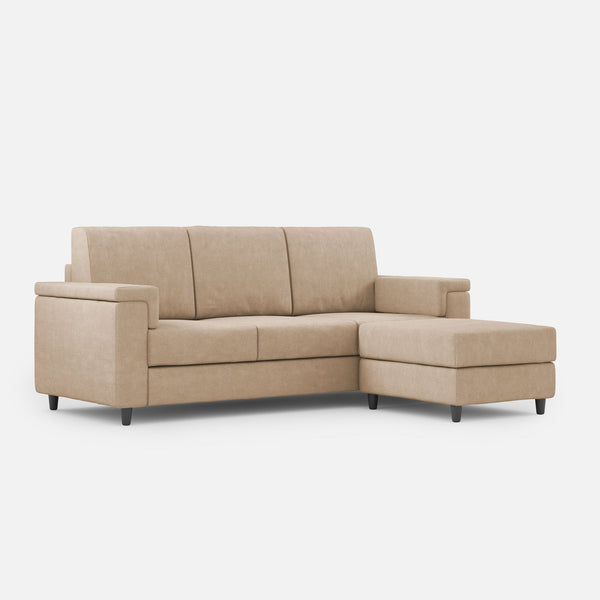 Divano 3 Posti con Pouf 208x155x85 cm Marrak in Tessuto Beige sconto