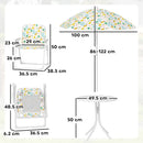 Set da Giardino per Bambini 2-5 Anni con Tavolino 2 Sedie e un Ombrellone Bianco    