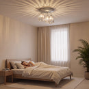 Plafoniera LED da Soffitto Ø32 cm con 3 Luci Attacchi E27 Senza Lampadina in Metallo e Vetro di Cristallo Argento      