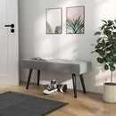 Panca Imbottita Fondoletto 100x36x45 cm in Tessuto Effetto Velluto e Acciaio Grigio