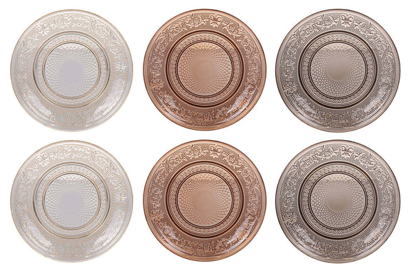 Set 6 Piatti Pane Ø15 cm  in Vetro VdE Tivoli 1996 Imperial Ecrù Ambra e Fumè prezzo