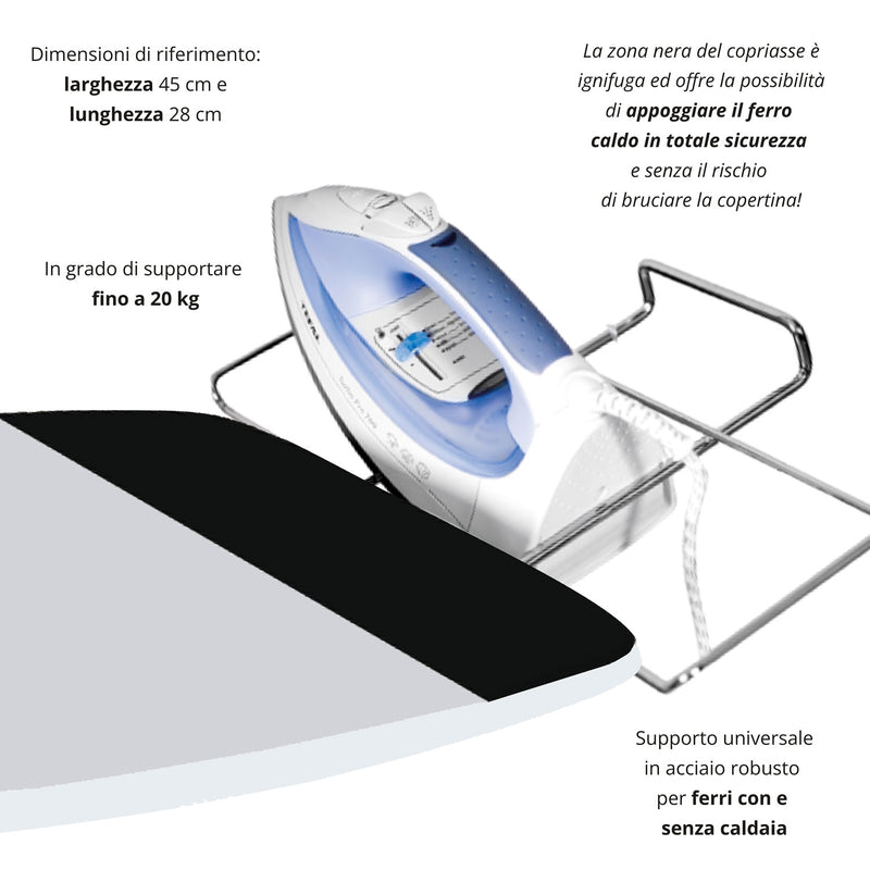 Asse da Stiro Completo Combiboard 125x48 cm con Piano Stiramaniche Regolabile in Altezza