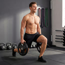 Set Dischi Palestra Olimpici 2x10 kg Ø32x4 cm con Foro Ø50 mm e 3 Maniglie Ergonomiche in Metallo e Gomma Nero      