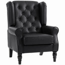 Poltrona da Camera 74x86x102 cm con Ampia Seduta Braccioli e Gambe in Legno di Eucalipto in Pelle PU Nero      