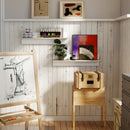 Set 2 Mensole da Parete 80x16,5x20 cm in Legno Bianco e color Legno      