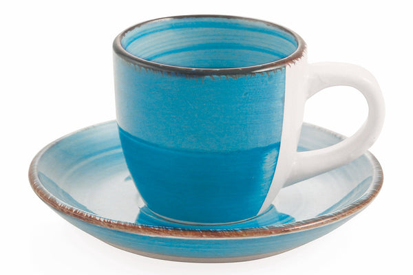 Set mit 6 Kaffeetassen aus türkisfarbenem Steingut 90 ml mit Untertasse Villa d'Este Home Tivoli Baita Acqua acquista