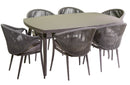 Set da Giardino Tavolo e 6 Sedie in Alluminio e Corda Renton Grigio