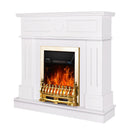 Camino Elettrico da Pavimento 97,8x104,8x30 cm Effetto Fiamma 2000W Ambassador & Galileo Gold Bianco