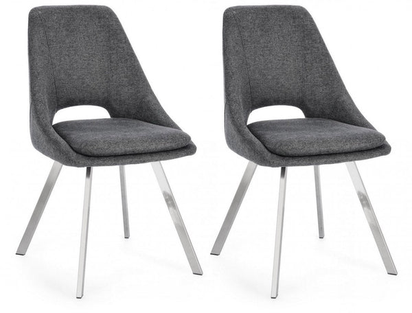 Set 2 Sedie 45x49,5x85 cm Kashar in Tessuto Grigio Scuro online