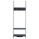 Appendiabiti da Ingresso a 3 Ripiani 4 Ganci in Legno Nero 67x38.5x196 cm 
