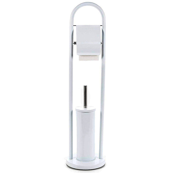 prezzo Portarotolo con Portascopino per Bagno in Metallo con Spazzolone 20x80cm Bianco