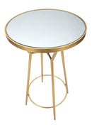 Tavolo Bar Circle Ø60x105 cm in Ferro MDF e Specchio Oro
