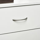 Comodino Camera da Letto 40x35x58 cm con 3 Cassetti Maniglie in Alluminio e Design Anti-Ribaltamento in Truciolato Bianco      