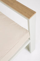 Set 4 Pezzi Salotto da Giardino con Divano 2 Poltrone e Tavolino in Alluminio e Polywood Leandro Bianco e Beige