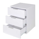 Comodino Mobiletto Cassettiera 3 Cassetti Design Moderno in legno MDF Bianco
