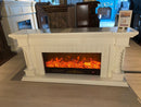 Camino Elettrico da Pavimento 70x180x33 cm Effetto Fiamma 1500W Frankfurt Long Bianco