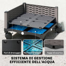 Fioriera Rialzata con Traliccio da 185 cm Fori di Drenaggio e 4 Rotelle in Metallo Rivestito in PE e PP Nero      