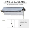 Tenda da Sole Autoportante 2,95x2,94 cm in Metallo e Poliestere Grigia