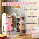 Appendiabiti per Bambini 3-8 Anni 92x36x106 cm con Ripiani 2 Scatole Asta Appendiabiti e Specchio in MDF Bianco      