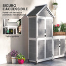 Set 2 Armadi Porta Attrezzi da Esterno Porte con Blocco in Legno di Abete Grigio Chiaro   