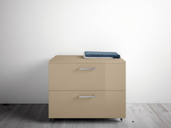 Kommode mit Rollen 2 Schubladen 70 x 52 x 57 cm in Samoa TFT-Holz glänzend taupe online