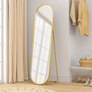 Specchio a Figura Intera da Terra 50x4x180 cm con Supporto Pieghevole in Vetro e Metallo Oro      