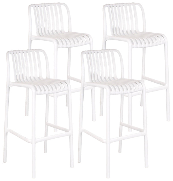 Set mit 4 Hockern 42x101 cm aus weißem Polypropylen prezzo