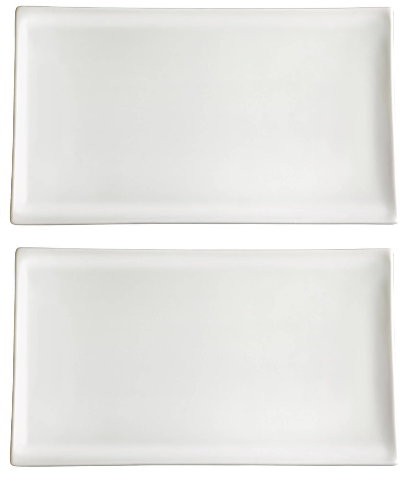 Set 2 Vassoi Rettangolari 34x16x2,4 cm in Porcellana Allluminica Kaleidos Aluxina Bianchi