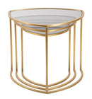 Tavolinetti da Caffè Triangle Set 3 Pz Ø60x50 cm - Ø50x45 cm - Ø40x40 cm in Ferro e Vetro Oro      