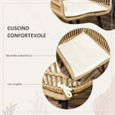 Set Tavolo con Vetro Temperato e 6 Sedie con Cuscini da Giardino in Acciaio e PE Rattan Naturale Nero e Beige