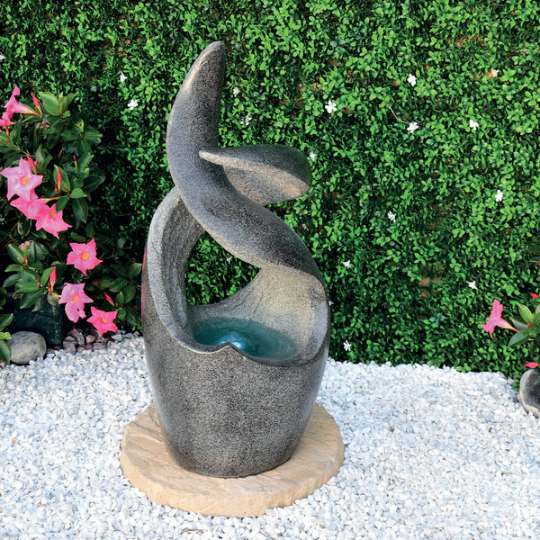 Polyrock Gartenbrunnen 28 x 26 x 75 cm 20 Liter mit LED und grauer Pumpe prezzo