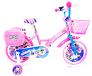 Bicicletta per Bambina 14" 2 Freni con Cestino e Borse Laterali Rosa e Bianca