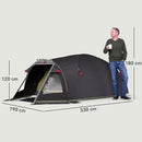 Tenda a Tunnel Impermeabile 330x190x120 cm per 2-4 Persone con Finestre Laterali e Gancio Nero  