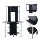 Scrivania da Ufficio ad Angolo Porta PC in MDF e Ferro 113x65x158 cm  Nera