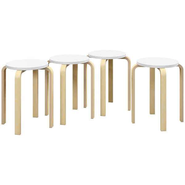 prezzo Set 4 Sgabelli Rotondi e Impilabili Ø40x45 cm in Legno Bianco