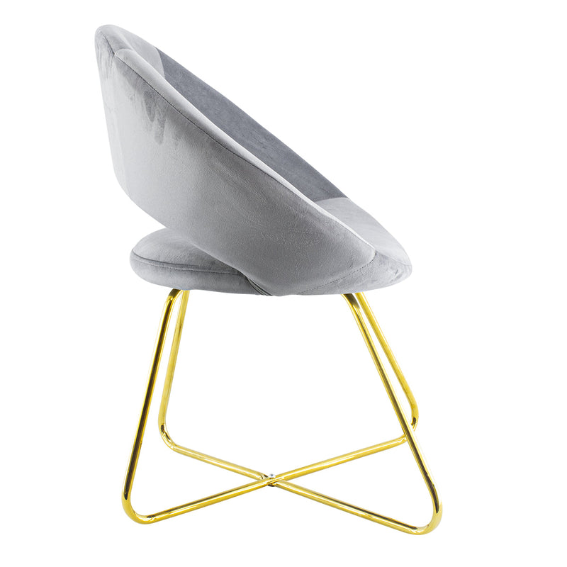 Poltrona Imbottita 66x65x68 cm in Tessuto Effetto Velluto Grigio