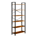 Libreria industrial con 6 ripiani 80x30x186 cm in legno e metallo