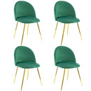 Set 4 Sedie 50x45x80 cm in Tessuto Vellutato Piedi Oro Verde