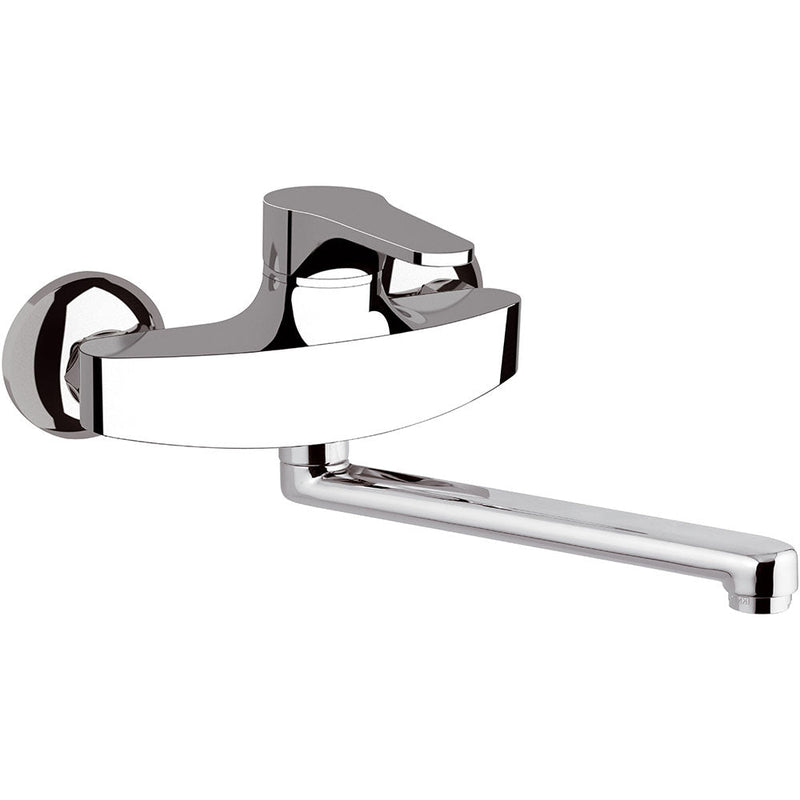 Rubinetto Miscelatore Monocomando Girevole Lavello a Parete in Ottone Mariani Surf Cromato