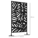 Separé Frangivista a 3 Ante Verticali 122x45x198 cm in Acciaio con Motivo Tropicale Nero      