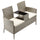 Panca da Giardino con Tavolino Integrato 123x54x 82,5 cm in Polyrattan e Vetro Crema