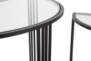 Console Dublino Coppia 81x40,5x82 - 71x35,5x72 cm in Ferro e Vetro Nero
