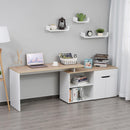 Scrivania da Ufficio Angolare 2 Ripiani 140x117x76 cm in Legno 