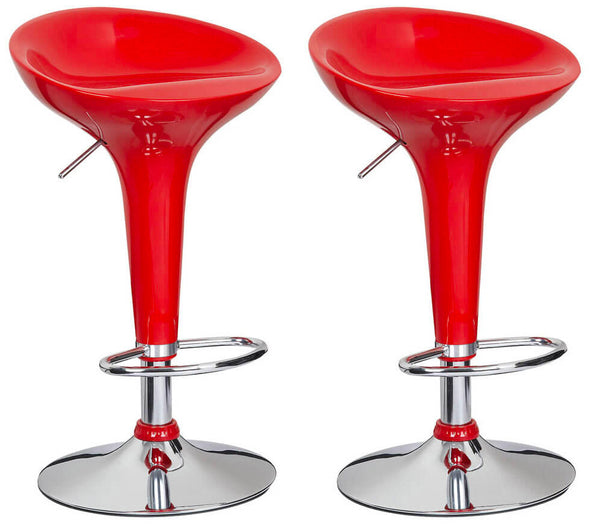 acquista Set 2 Sgabelli con Alzata a Gas e Seduta Girevole in ABS Boston Rosso Lucido